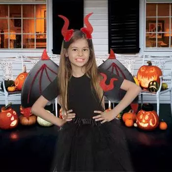 1 комплект, крылья дьявола с повязкой для волос, реалистичный вид, сверхлегкий костюм для косплея на Хэллоуин, реквизит для фотосъемки чёрный