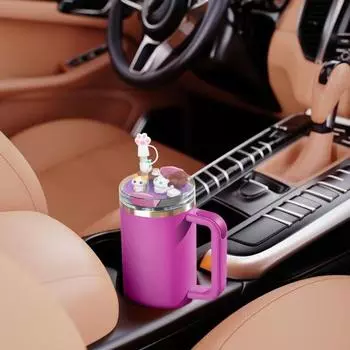 1 комплект крышек для стаканов с силиконовой соломенной крышкой, светящаяся смоляная миниатюра, кролик, кошка, лягушка, молочная корова, крышка для стакана с водой, украшение 40 унций B