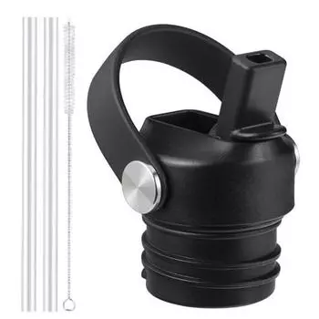 1 комплект, крышка для бутылки с черной водой, соломинка и кисточка, не содержащая BPA пищевая пластиковая крышка для стакана с ручкой, портативные сменные соломенные колпачки для улицы