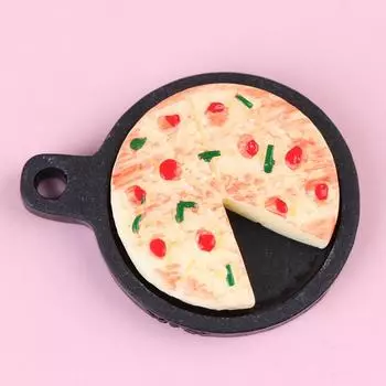 1 комплект кукольного домика, миниатюрная тарелка с фруктами и пиццей, кухонный набор из смолы, детский подарок One Size