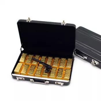 1 комплект кукольного домика, миниатюрный чемодан из алюминиевого сплава, золотой слиток, оружие, стреляющие игрушки, модель, пароль, наличные, копилка, модель, детская игрушка