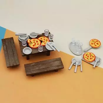 1 комплект кукольного столика, милый, добавь жизненной силы, портативный, функциональный, миниатюрный, обеденный, скамейка, набор для пикника, игровой домик, игрушка для дома