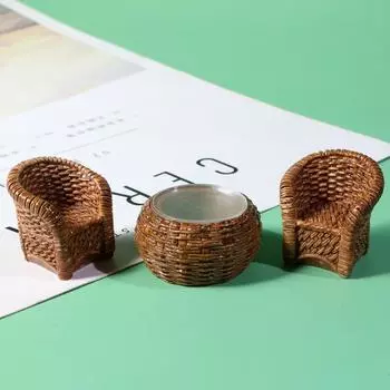 1 комплект кукольной мини-мебели, модель имитации корзины для рыбы, стула, стола, реквизита для съемки сцены