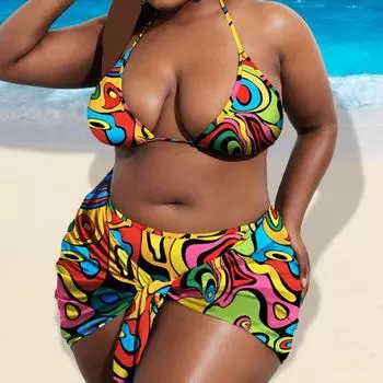 1 комплект купального костюма, мягкий, устойчивый к выцветанию нейлоновый комплект бикини из 3 предметов, большой размер XL