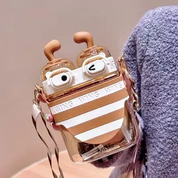 1 комплект, кувшин для воды с двойной крышкой, многоразовый, без BPA, полезный, в форме пчелы, спортивный стакан для воды для фитнеса с соломинкой для школы жёлтый