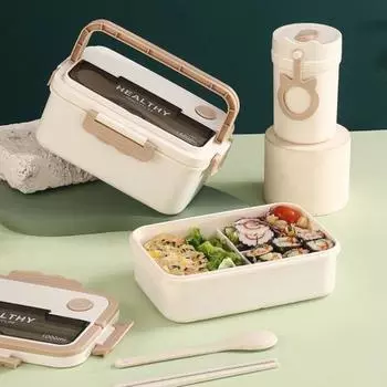 1 комплект, ланч-бокс на 1000/1500 мл, 3 сетки, потайная ручка, пряжка, пыленепроницаемая крышка, термостойкая 1000ML