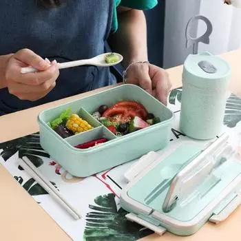 1 комплект ланч-бокса, не содержащего бисфенола-А, термостойкий полипропиленовый контейнер для приготовления еды, принадлежности для дома розовый