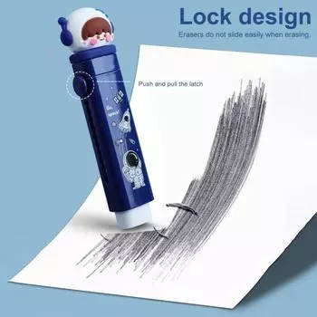 1 комплект ластика для карандашей, сменный стержень, автоблокировка, период протирания, резиновый, детский выдвижной ластик для девочек с героями мультфильмов, офисные аксессуары с толкателем Rabbit
