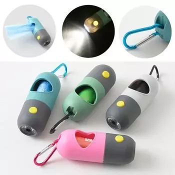 1 комплект, легкий контейнер для собачьих какашек, удобная сумка для хранения домашних животных, диспенсер с фонариком зелёный