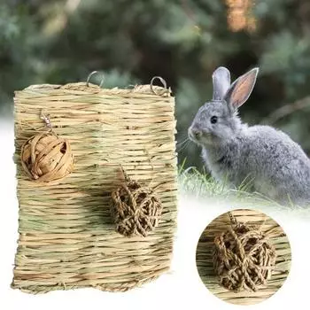 1 комплект легкой игрушки для хомяка из натуральных материалов, универсальный соломенный коврик для скрежетания зубами кролика G