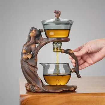 1 комплект ленивого чайного сервиза, стеклянный креативный набор, термостойкий чайный сервиз, моющийся чайник, многоразовая чайная чашка, многофункциональный чайный поднос, декоративный чайный сервиз, чайный инструмент для Chang e (single Host)