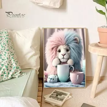 1 комплект, лев, животное, стразы, картина с холстом, дрель, ручка, восковая пластина, 5D полная дрель, сделай сам, поделки, горный хрусталь, художественный комплект для рисования, украшения для начинающих, взрослых A