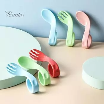 1 комплект, ложка со смещением, пищевой класс, очаровательный внешний вид, адаптивная помощь при еде, правая рука, обучение еде, вилка для ребенка, набор ложек для семьи зелёный