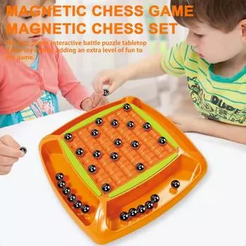 1 комплект, магнитная игра в шахматы, забавная семейная настольная игра, интерактивная шахматная игрушка для двух игроков для домашней вечеринки, праздника оранжевый