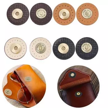 1 комплект, магнитная застежка из искусственной кожи для кошельков, круглая магнитная застежка для сумки, застежка, кнопка для шитья с коробкой для хранения сумок, кошельков, одежда, шитье из кожи коричневый