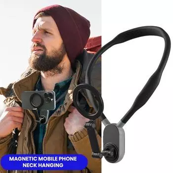 1 комплект магнитного держателя для мобильного телефона на шею, сильный магнит, противоскользящий, быстросъемный, без рук, видео от первого лица