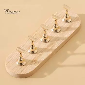 1 комплект магнитного держателя для ногтей с бамбуковым основанием, профессиональный маникюр для самостоятельного маникюра, подставка для ногтей, носимые накладные ногти, демонстрационная полка, многоразовая практика дизайна ногтей E