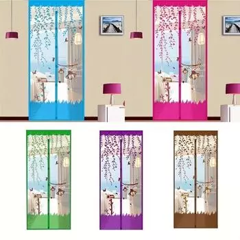 1 комплект магнитной сетки для двери, самоуплотняющаяся прочная сетка-перегородка без помощи рук, защищает от насекомых, подходит для домашних животных и детей, 38 дюймов x 83 дюйма синий