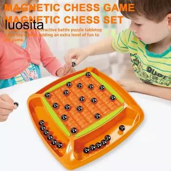 1 комплект магнитной шахматной игры, веселая семейная настольная игра, интерактивная шахматная игрушка для двух игроков для домашней вечеринки и праздника оранжевый