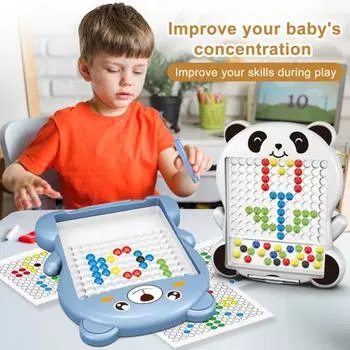 1 комплект магнитных бусинок, доска для рисования, тренировка внимания, разноцветные бусины, сильная магнитная ручка, магнитная зелёный