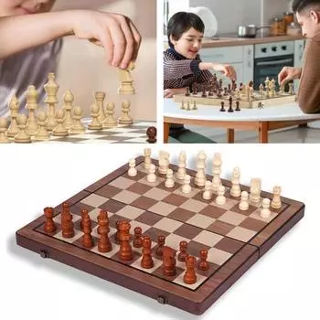 1 комплект магнитных шахмат со складной шахматной доской, портативные дорожные деревянные международные шахматы для детей и взрослых, 2 игрока, образовательная шахматная настольная игра коричневый
