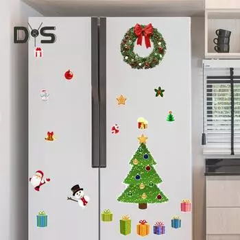 1 комплект магнитов на холодильник в виде рождественской елки, водонепроницаемый ПВХ, 3D, рождественский магнит на холодильник, домашняя кухня, холодильник, шкафчик, кузов автомобиля, украшение, наклейка A