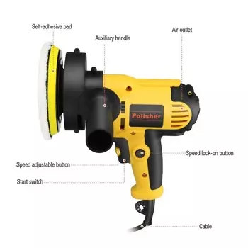 1 комплект, машина для вощения автомобиля, автомобильная полировка, ремонт царапин, маленькая электрическая плоская полировальная машина, вилка европейского стандарта жёлтый