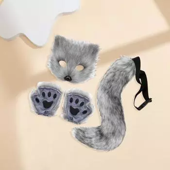 1 комплект, маскарадный костюм с искусственным лисьим хвостом, мягкий пушистый плюшевый регулируемый обхват талии, нескользящий, для выступлений, клуба, танцев, искусственный хвост чёрный