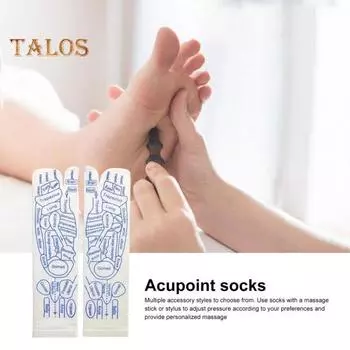 1 комплект массажных носков до середины икры с массажной палочкой Serenity Steps, разборчивые акупунктурные точки ног, эластичный массаж с принтом для улучшения кровообращения. Womens 1