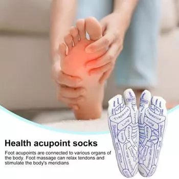 1 комплект массажных носков до середины икры с массажной палочкой Serenity Steps, разборчивые акупунктурные точки ног, эластичный массаж с принтом для улучшения кровообращения Mens 1