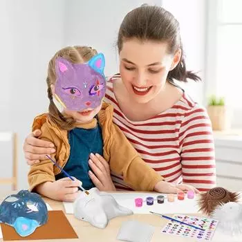 1 комплект материалов для лица кошки с пушистой отделкой из клеящейся ткани, сетчатые маски для самостоятельного изготовления для маскарада, косплея, вечеринки, рождественского подарка