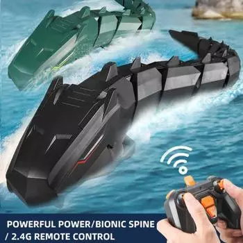 1 комплект механическая змея с дистанционным управлением, водонепроницаемая, перезаряжаемая, с регулируемой скоростью, детская ванна, бассейн, 2,4 ГГц, игрушка-змея для малышей, мальчиков и девочек, подарок зелёный