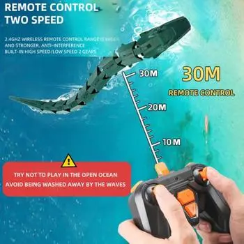 1 комплект механическая змея с дистанционным управлением, водонепроницаемая, перезаряжаемая, с регулируемой скоростью, детская ванна, бассейн, 2,4 ГГц, игрушка-змея для малышей, мальчиков и девочек, подарок зелёный