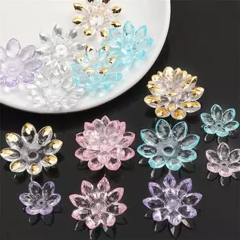 1 комплект/мешок акриловые трехслойные бусины лотоса DIY браслет ожерелье серьги ювелирные изделия аксессуары 24/34/38 mm 1set/bag