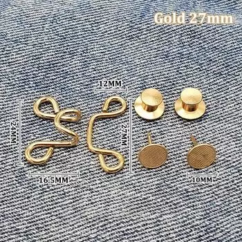 1 комплект, металлические джинсовые кнопки без гвоздей, съемные брюки, зажимы для пуговиц, булавки, женская брошь, комплект, броши для затягивания талии 32mm чёрный