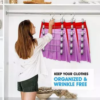 1 комплект металлических зажимов для брюк, 6 ярусов, бесшовные, противоскользящие, выдерживающие большую нагрузку, галстуки, шарфы, носки, трусы, юбки, полотенца, органайзер, вешалка для сушки одежды, гардероб чёрный