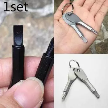 1 комплект Металлический уличный карманный инструмент Многофункциональная отвертка Шестерня с брелоком Новый крестовой+шлицевой отвертка