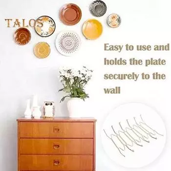 1 комплект металлической пластины, пружинная вешалка с настенным крючком, прозрачная защита, невидимая W-образная регулируемая круглая прямоугольная квадратная керамическая декоративная тарелка золотистый