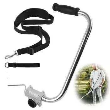 1 комплект металлической ручки для поедания сорняков с плечевым ремнем. Эргономичная удлинительная ручка для поедателя сорняков, металлическая.