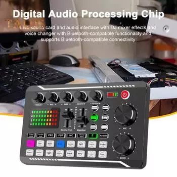 1 комплект микрофонной звуковой карты с 3 портами для прямых трансляций. Система подкастов начального уровня с поддержкой Bluetooth. Профессиональный микшер. Sets