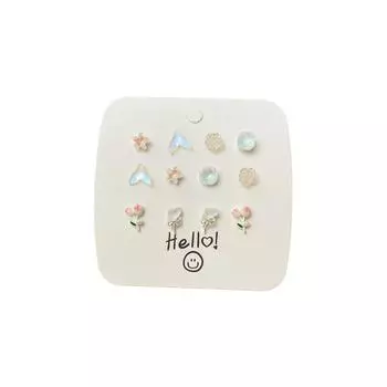 1 комплект милых красочных блестящих сережек-гвоздиков в форме сердца в форме бабочки, набор ювелирных изделий, подарки