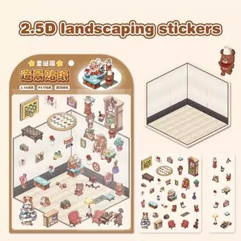 1 комплект милых креативных 3D-наклеек для ландшафтного дизайна, миниатюрная сцена, сделанная своими руками, сложенные декоративные наклейки, детские подарки