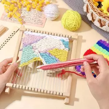 1 комплект мини-деревянного ткацкого станка 8,26,5 дюймов, многофункциональный ткацкий станок с пряжей и шнуром, ручная работа, вязальный станок своими руками