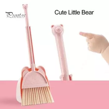 1 комплект, мини-детская метла, совок для мусора, мультяшная гибкая щетина, маленький помощник по хозяйству, дети, ролевые игры, для малышей, в помещении, на открытом воздухе, подметание пола бежевый