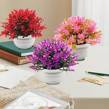 1 комплект мини искусственных пластиковых растений в горшках, декоративные фотореквизиты, пластиковые настольные искусственные травяные растения для наружного и внутреннего декора L светло-розовый