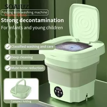 1 комплект, мини-стиральная машина 8 л, складная универсальная стиральная корзина для слива синего света, мощная телескопическая стиральная машина с вибрационной волной EU Plug фиолетовый