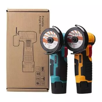 1 комплект мини-угловой шлифовальной машины, электрический шлифовальный инструмент 19500 об/мин, портативная мини-шлифовальная машина, с 1 аккумулятором 12 В, 3900 мАч и 2 дисками