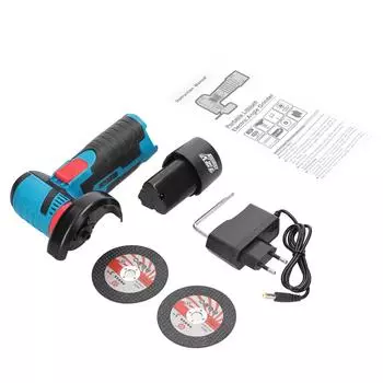 1 комплект мини-угловой шлифовальной машины, электрический шлифовальный инструмент 19500 об/мин, портативная мини-шлифовальная машина, с 1 аккумулятором 12 В, 3900 мАч и 2 дисками