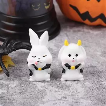 1 комплект мини-украшений на Хэллоуин, кролик, призрак, мрачный жнец, фигурка, тыквенный кролик, микро-ландшафтный декор, кукольный домик, игрушка