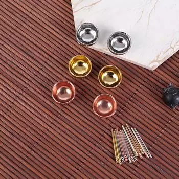 1 комплект мини золотисто-серебряных мисок и палочек для еды, миниатюрные аксессуары для кукольного домика золотой